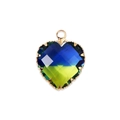 Blue and yellow-green gradient heart glass pendant with gold trim for DIY jewelry - Style 9-Blue Yellow Gradient
