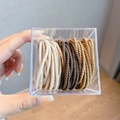 Elastici per capelli a spirale toni della terra in scatola quadrata trasparente - Confezione in scatola / 8# Stile Filettato Tè al Latte (50 Pezzi/Scatola)