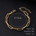 18K gold-plated titanium steel chain bracelet with alternating polished and twisted links - 7mm Gold Twisted Square Line Bracelet