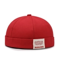 Berretto docker rosso in tela con etichetta laterale per un look vintage outdoor - Taglia Unica Regolabile / Rosso