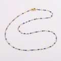 18-inch gold titanium steel necklace with dark blue enamel lip-shaped charms - Gold + Royal Blue Enamel