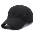 Quick-dry breathable black baseball cap with number 7 embroidery and mesh holes - Adjustable / Black