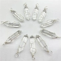 Set van 10 heldere kwarts zeshoekige hangers met zilverdraad en metalen ringen - Alleen hanger / Helder Wit