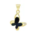 Pendentif papillon doré avec émail noir et zircon pour la création de bijoux DIY - Noir