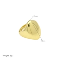 Detail view of 18K gold plated heart shield ring with 20mm and 18mm size measurements - Adjustable Open / Heart Shield Style (DR240542-A)