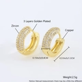 Iced out gold plated hoop earrings for men featuring triple layer zircon micro-pave setting - Gold Small