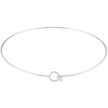Detailed close-up of a silver stainless steel collar necklace with ring and hook clasp - VL535 Style (2.0mm Diameter) / Steel Color (Silver)