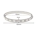 Detailed size chart showing 60mm inner diameter and 4mm width of silver square link bangle - Geometric Cube Style (HF-B5180-S)