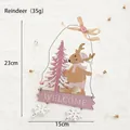 Pendentif de Noël rose en bois avec élan, panneau Welcome et flocons de neige, 23cm - Élan
