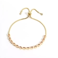 Adjustable golden box chain bracelet with pink marquise-cut zircon stones - Gold Pink Zirconia