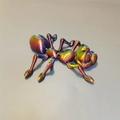 3D printed articulated ant toy with vibrant iridescent metallic rainbow gradient finish - Ant / Red Yellow Blue Gradient