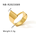 18K gold plated titanium steel open ring with a polished square geometric top design - Square Geometric