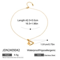 Collana in acciaio inossidabile dorato con ciondolo a chiodo con strass e dimensioni - 钉子吊坠项链(JDN2409042) / 42+5cm / Oro