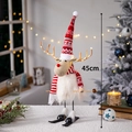 Weihnachten Plüsch Rentier Skifahren Figur mit LED Licht und Strickmütze 45cm Deko - Rotes Ski Weihnachtsrentier / 45cm Größe