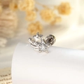 Silver star wing screw back stud earring with clear zircon for cartilage piercing - Single Piece / White (A989-1)