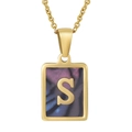Golden stainless steel necklace with shell pendant featuring the 3D gold letter S - Colorful Shell S