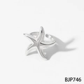 Silver starfish ring in 316L stainless steel with textured relief and adjustable open band - Silver(BJP746)