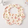 Floral cotton baby bib in cream white with soft petal edges and 100% gauze texture - Gauze Flower Wrap - Colorful Flowers