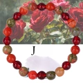 June Birthstone Bracelet with 8mm natural stones and red floral card packaging - June