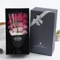 Luxury gift box with 18 pink and white soap roses for Valentine's Day anniversary - 18 Pcs/Black Box / Rose Gradient