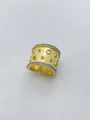 Wide gold-plated ring with round studded accents and sparkling zircon stone edges - 02-Geometric Dotted Stone Edge
