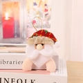 Detail of plush Santa Claus ornament with plaid fabric and a golden hanging rope - Santa Claus Head Pendant (No Bell)