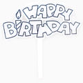 White and blue HAPPY BIRTHDAY plastic cake topper for birthday party decorations - No.17 Blue