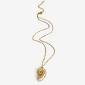 Collar de acero de titanio dorado con colgante de concha en espiral y nácar blanco - N0120 Concha Dorada