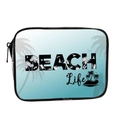 Transparent PVC makeup bag with blue beach life print and zipper for travel - 082-Beach Life Silhouette