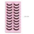 10 pairs of dense black DD-034 fake eyelashes in a pink tray for Russian volume style - 10 Pairs DD-034