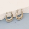 Minimalist silver irregular U-shaped geometric earrings with smooth polished finish - Silver Style K7-48