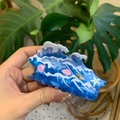 Blue acrylic ocean wave hair claw clip with seashell and starfish decorations - Sea Wave