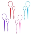 8-piece hair styling tool set with topsy tail needles in red, blue, purple, and pink - Pull Hair Needle / Blue