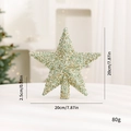 Light green glittery Christmas tree topper star with gold sequins and 20cm dimensions - 1Pc Tree Star
