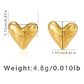 Detailed view of heart-shaped gold studs with Love engraving and size measurements - Puffy 3D Heart with Love Engraving