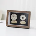 Handmade sea urchin specimen shadow box with wood frame for coastal wall art decoration - 6 Inch Walnut (Includes 2 Shells + Glue + Light Strip)