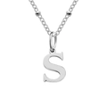 Silver titanium steel satellite chain necklace with elegant initial S letter pendant - Letter S / Silver