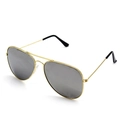 Classic gold metal aviator sunglasses with polarized dark grey lenses and dual bridge - Gold Frame White Mirror Lens