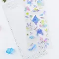 Autocollants cristal avec dorure, motifs licornes et châteaux en dégradé bleu-violet - Cygne Licorne