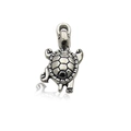 Antique silver sea turtle alloy pendant charm for DIY jewelry making with hanging loop - 1Pc Antique Silver Flying Turtle 10x20mm