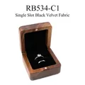 Boîte à bagues en noyer avec fente unique et velours noir pour bijoux de mariage - Pas de Personnalisation Pas de LOGO / Noyer Doublure Noire