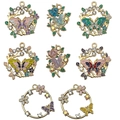 Bunte Schmetterlings- und Blumenanhänger in Goldoptik mit Emaille und Kristallbesatz - 8-teiliges Strass Schmetterling Set