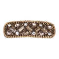 Elegante pasador de pelo con cristales champán y grises en base de metal dorado - Estilo 14 [Café Cuadrado]