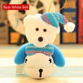 Ornamento natalizio orsetto di peluche con campana in metallo bianco e cappello a scacchi - Tipo B Orso Campana Bianca (B-C12)