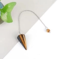 Tigerauge Naturstein Sechskant Anhänger Kette mit silberner Kette für Heilung und Yoga - Tigerauge