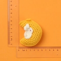 Handmade crochet bunny moon pendant in yellow and white yarn, measuring 6x5cm - Orange Moon Rabbit Doll