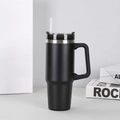 Black 40oz stainless steel vacuum insulated tumbler with handle and straw - 30oz / Black
