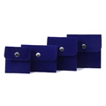 Dark blue velvet jewelry pouches in four sizes with silver metal snap button closures - Small (7x7cm) / Blue