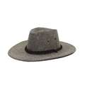 Western plaid straw cowboy hat with wide brim and decorative rope for sun protection - Adult 58cm One Size / Black