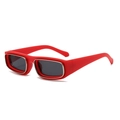 Retro small rectangle sunglasses with vibrant red matte frames and dark grey lenses - Red Frame Dark Grey Lens